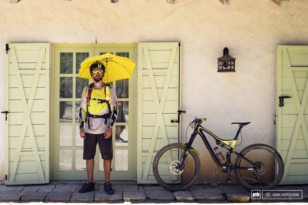 Francois Damseaux, the genuis behind the "enduro-brolly".